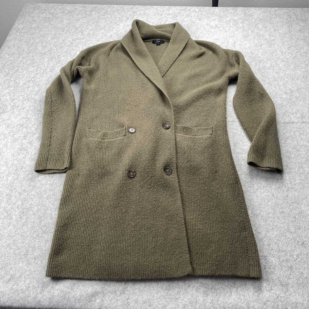 J.Crew Cardigan Sweater Womens Small Green Shawl Collar Duster Knit Long